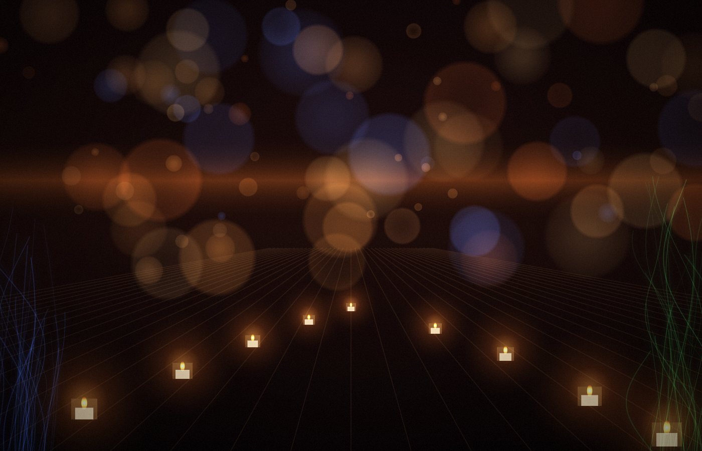 Candlelit yacht deck at night