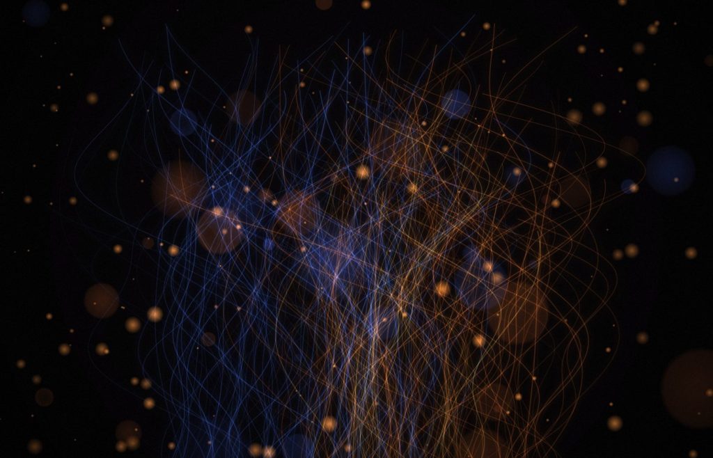 Fire and air – blue and orange flames intertwined