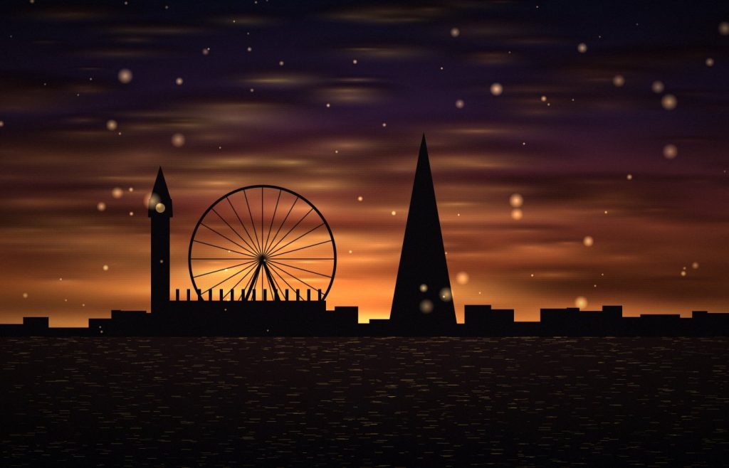 London skyline at dusk