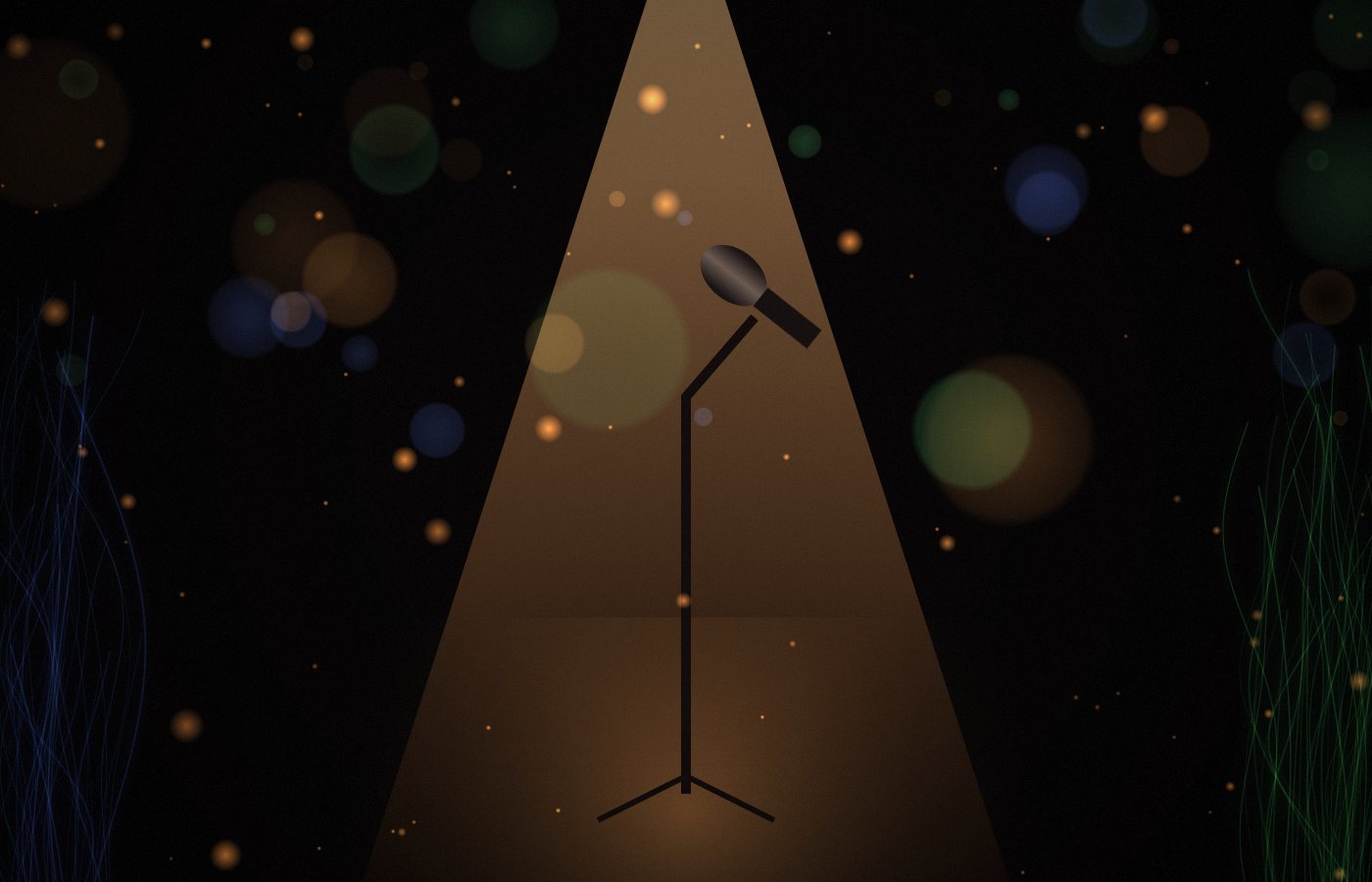 Spotlight on a microphone – author talks